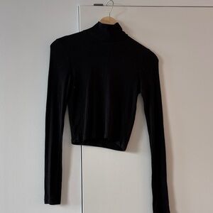 Aritzia Classic Black Turtleneck Crop Top